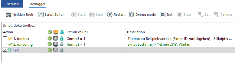 Skriptablauf im Debugger