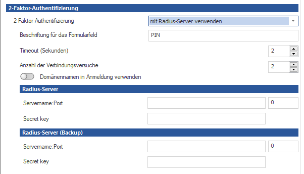 2-Faktor-Authentifizierung: Einstellungen für Radiusserver